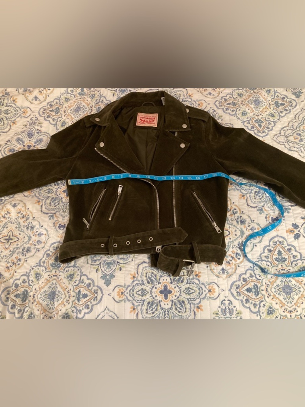 Levi's Olive Green Faux Suede Moto Jacket -NWOT - Picture 2 of 6